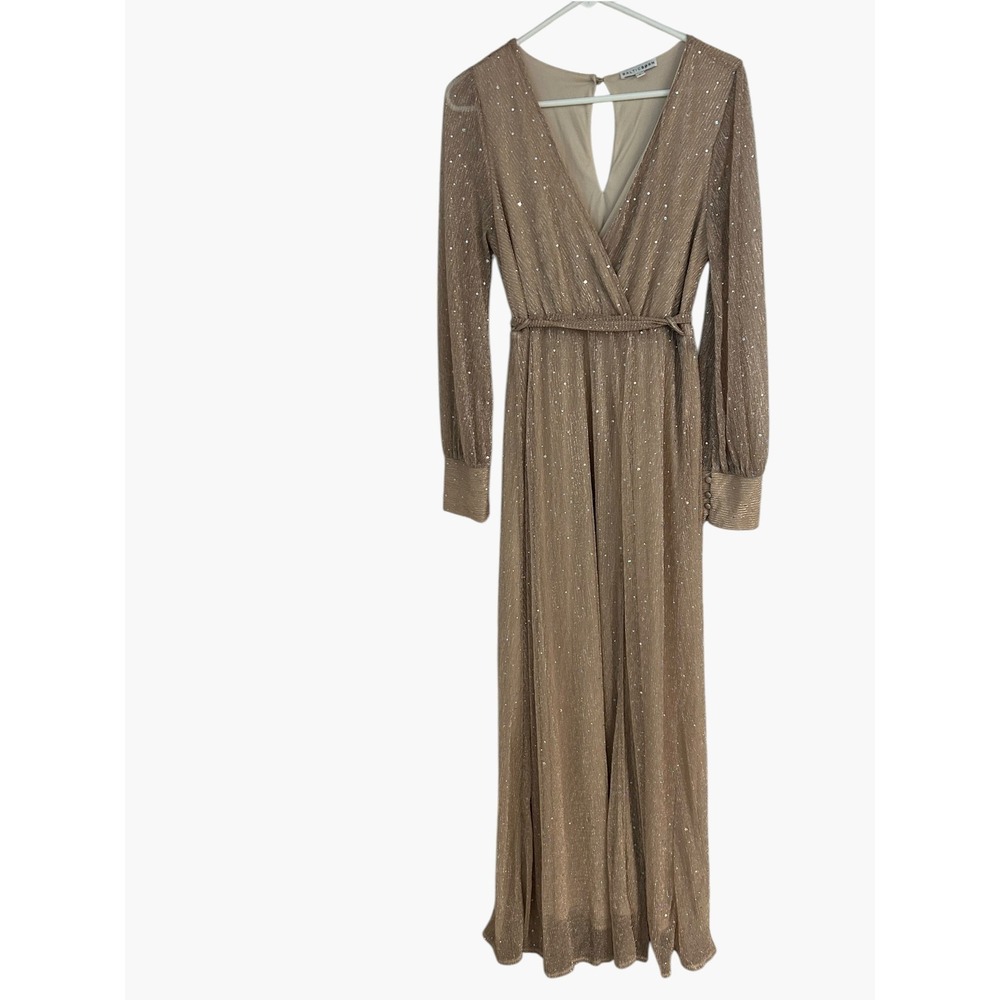 Baltic Born Esmeralda Glitter Maxi Dress Light Pink Champagne Sparkly Formal L